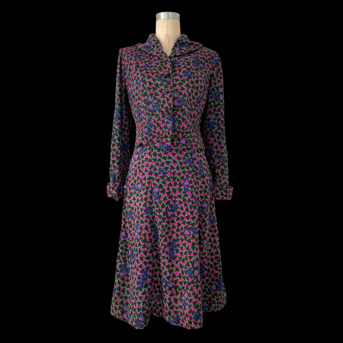 1940s 1950s Day Glo Silk Suit