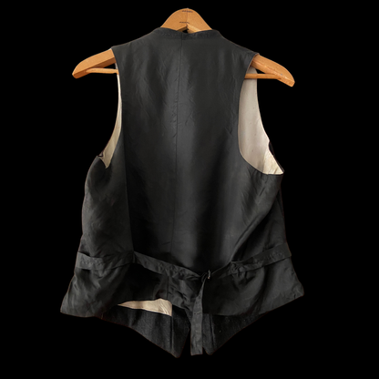 1930s Black Windowpane Wool Waistcoat Vest