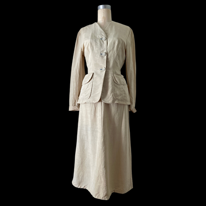 1940s Cream Silk Suit