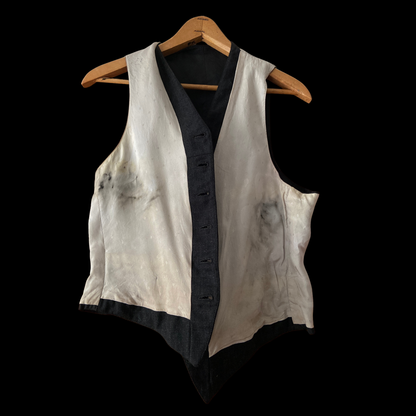 1930s Black Windowpane Wool Waistcoat Vest