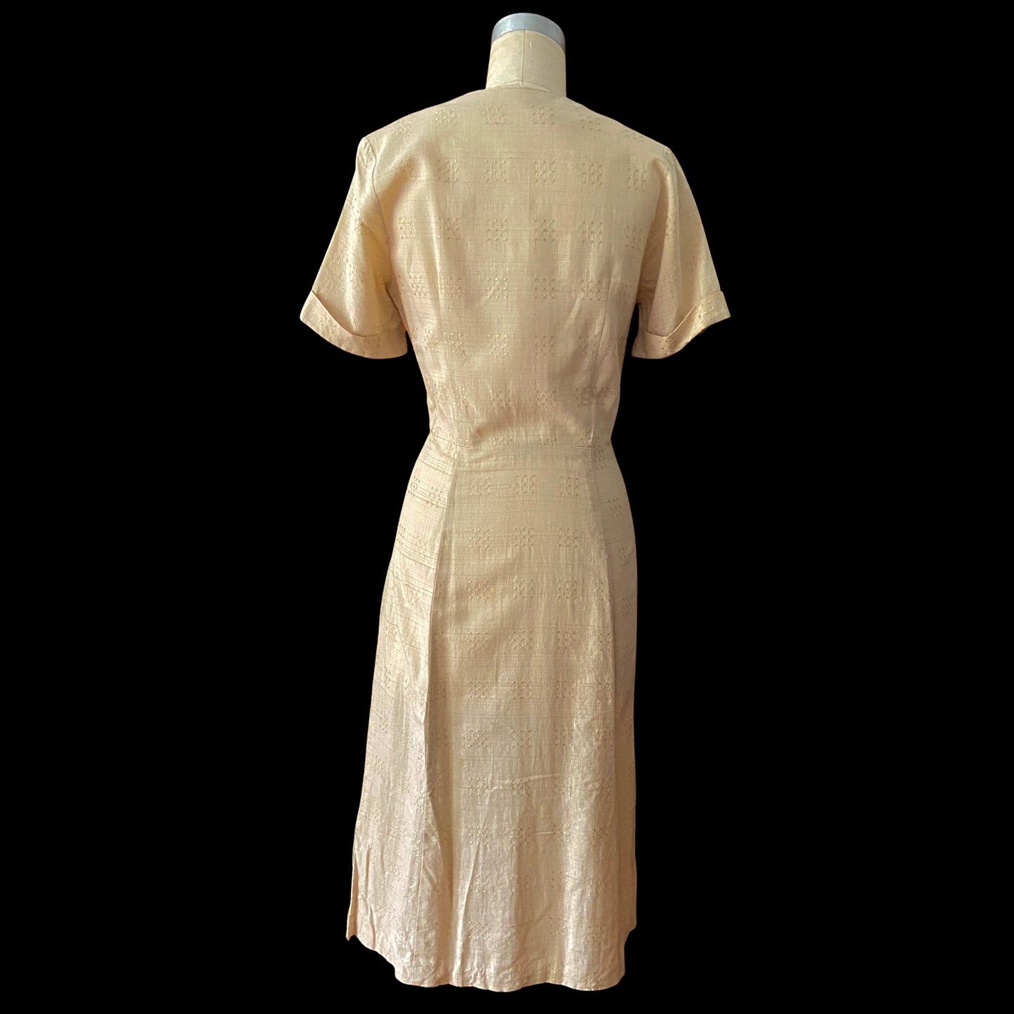 1940s 1950s Cream Cotton Shirt Dress