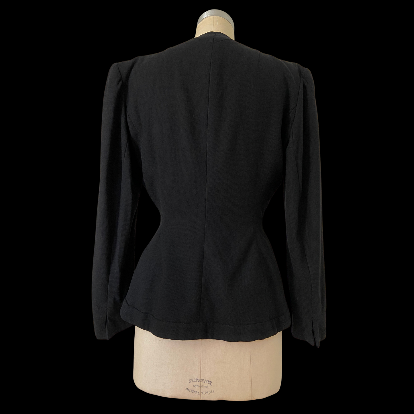 1940s Black Wool Blazer Forstmann