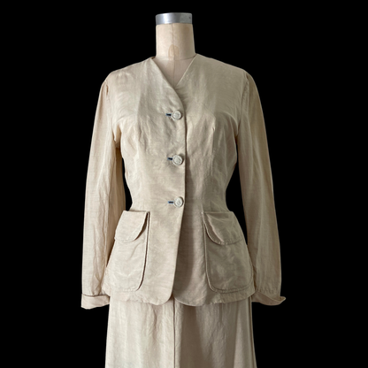 1940s Cream Silk Suit