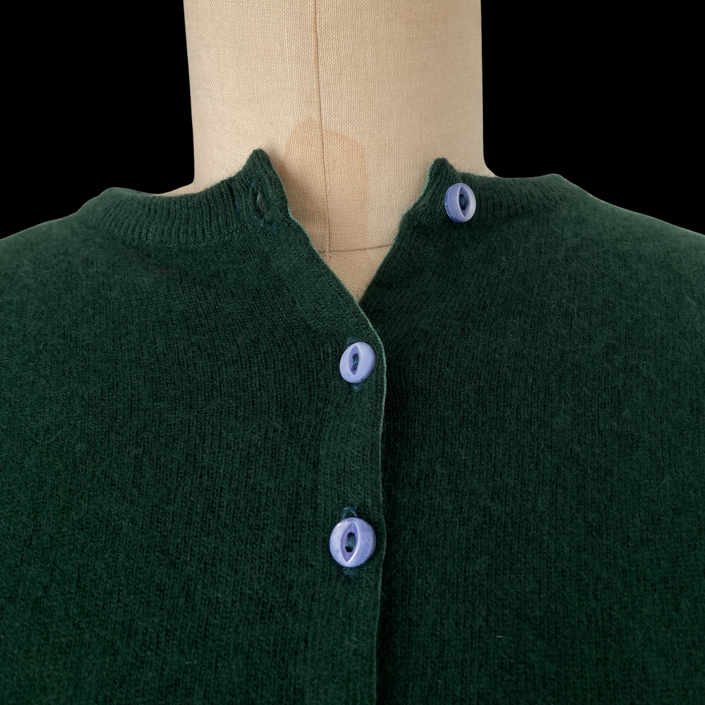 1940s 1950s Green Cashmere Cardigan
