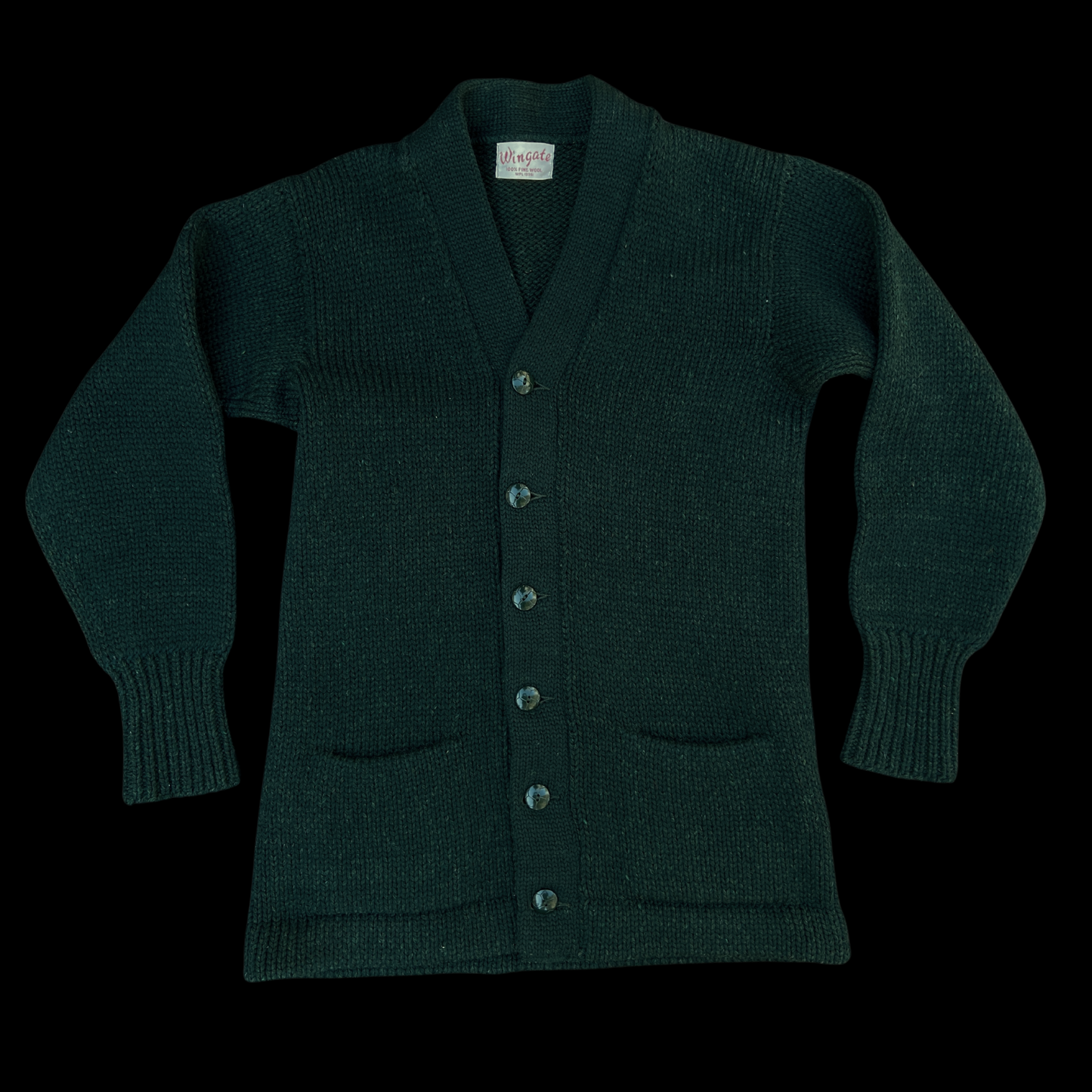 1960s Green Chunky Wool Cardigan Pockets