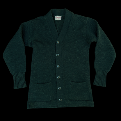 1960s Green Chunky Wool Cardigan Pockets