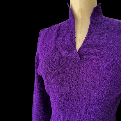 1940s Purple Sweater Dress Wool Boucle
