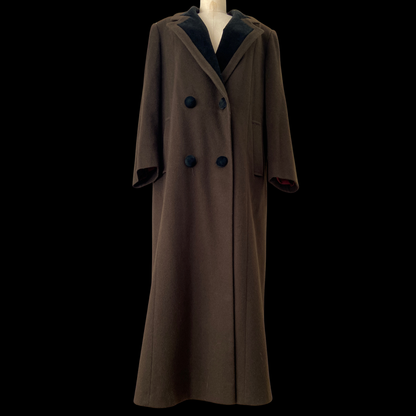 1980s Brown Wool Coat 1940s Style