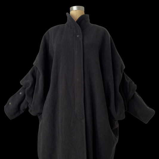 1980s Wool Cocoon Coat Issey Miyake Style