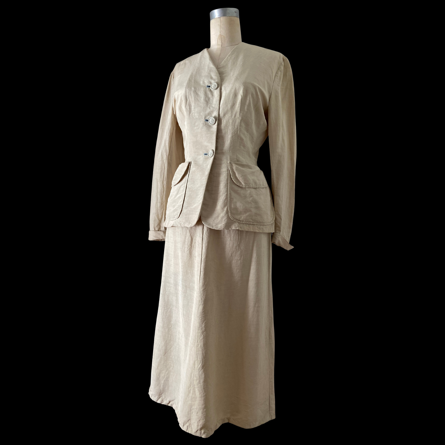 1940s Cream Silk Suit