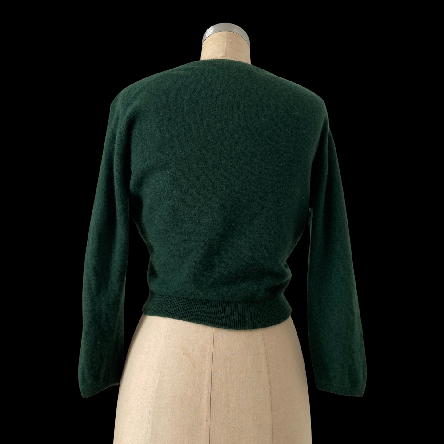 1940s 1950s Green Cashmere Cardigan