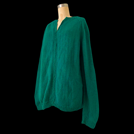 1960s Wool Hand Knit Zipper Cardigan