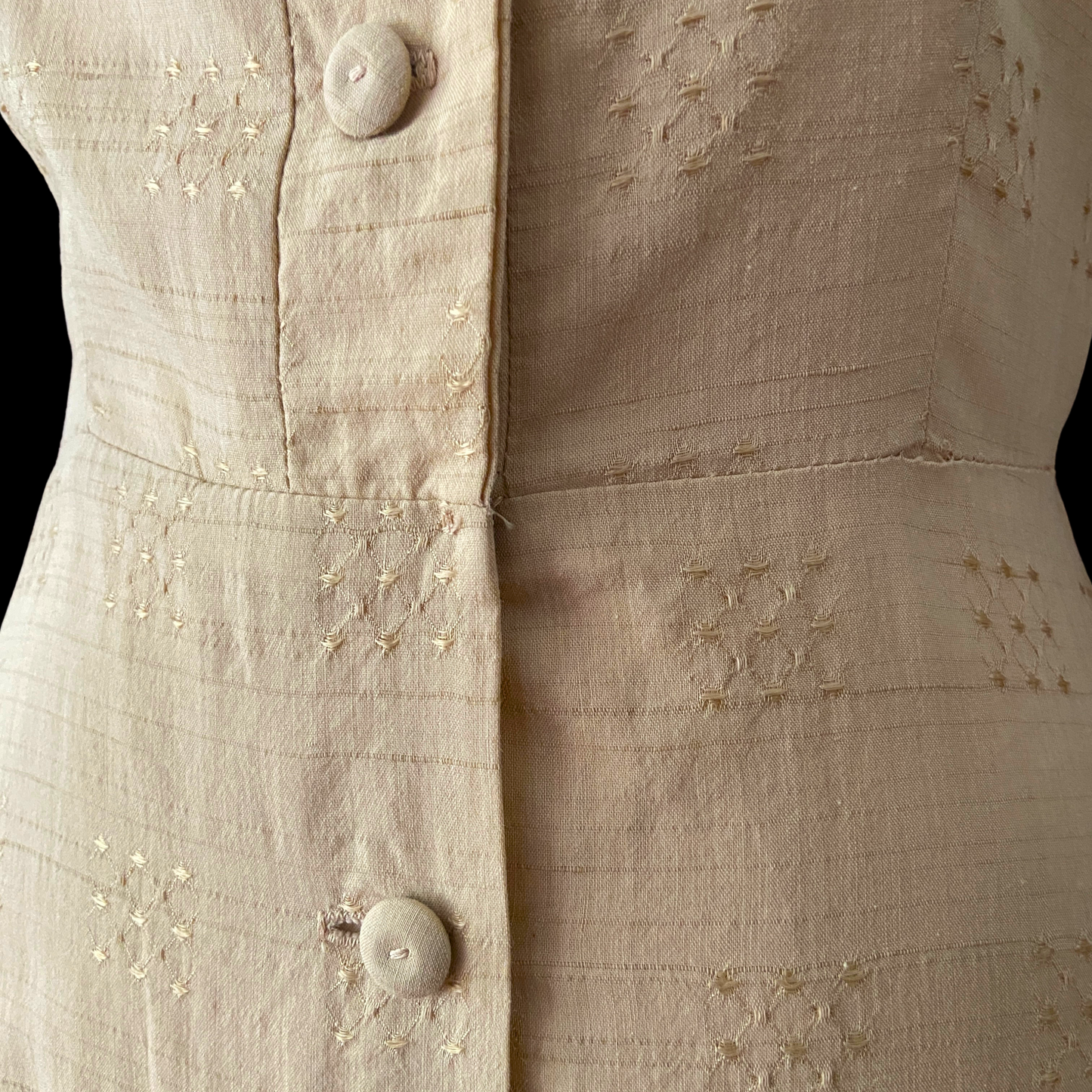 1940s 1950s Cream Cotton Shirt Dress
