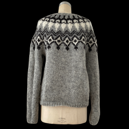 1980s Icelandic Lopapeysa Hand Knit Mohair Wool Sweater