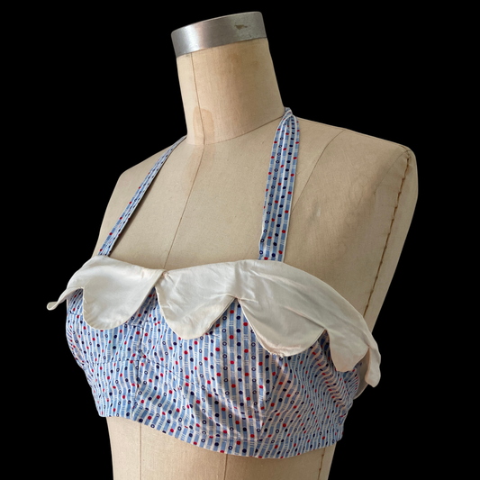 1930s Scalloped Cotton Halter Top