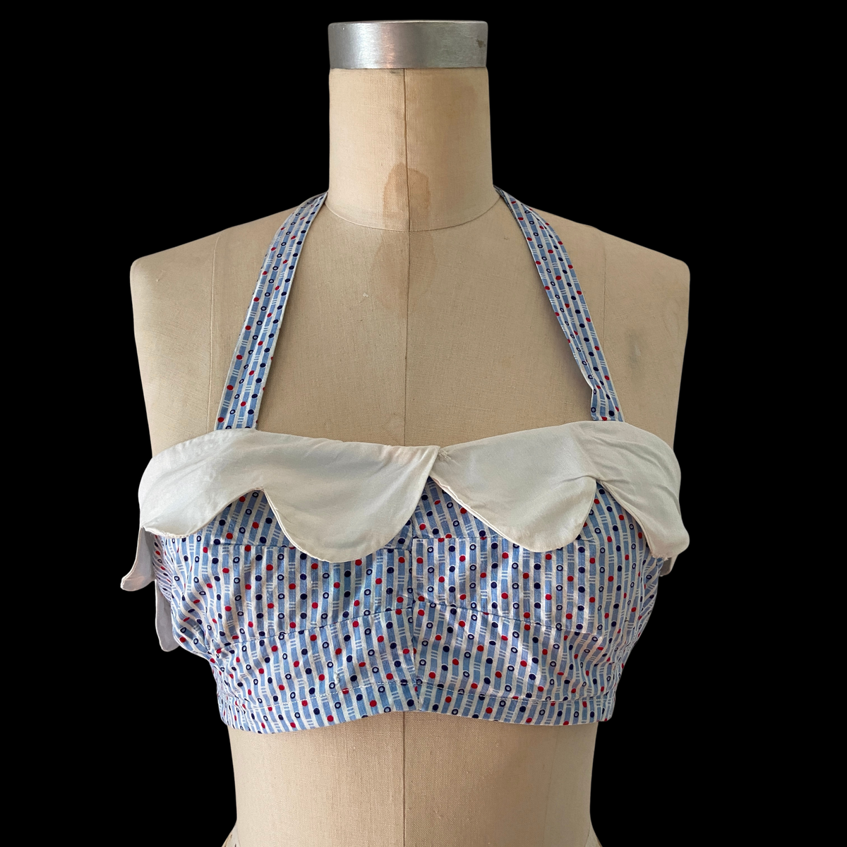 1930s Scalloped Cotton Halter Top