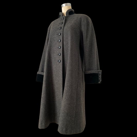 1980s Gray Wool Princess Coat
