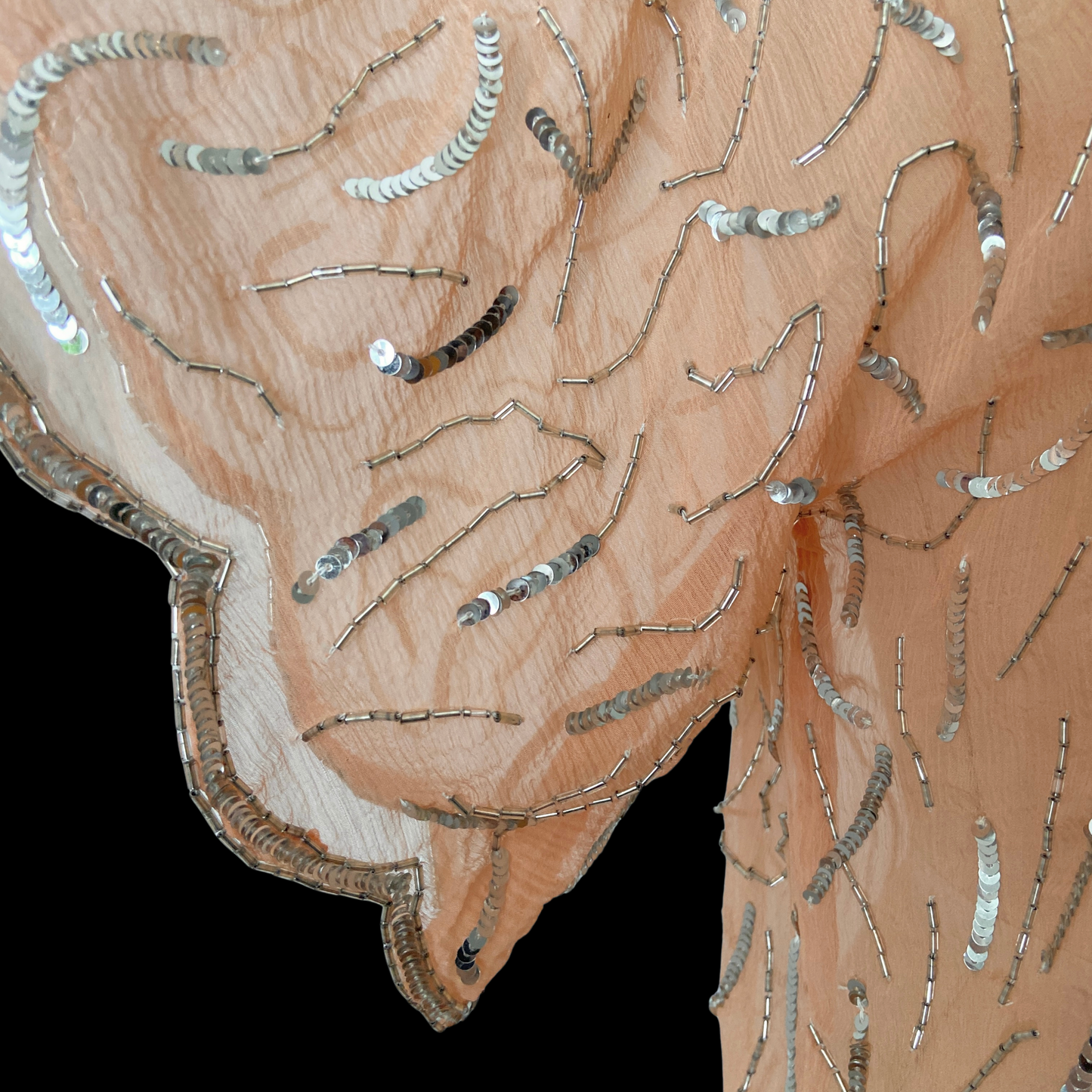 1970s Pink Beaded and Sequined Silk Top