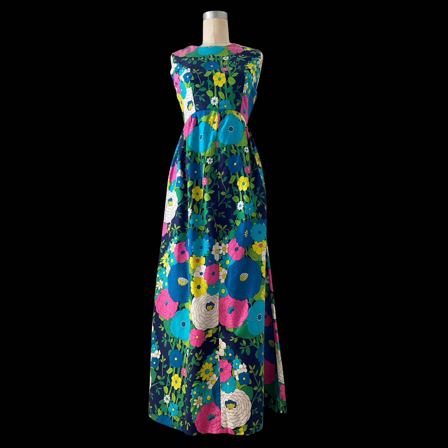 1960s Floral Cotton Maxi Dress