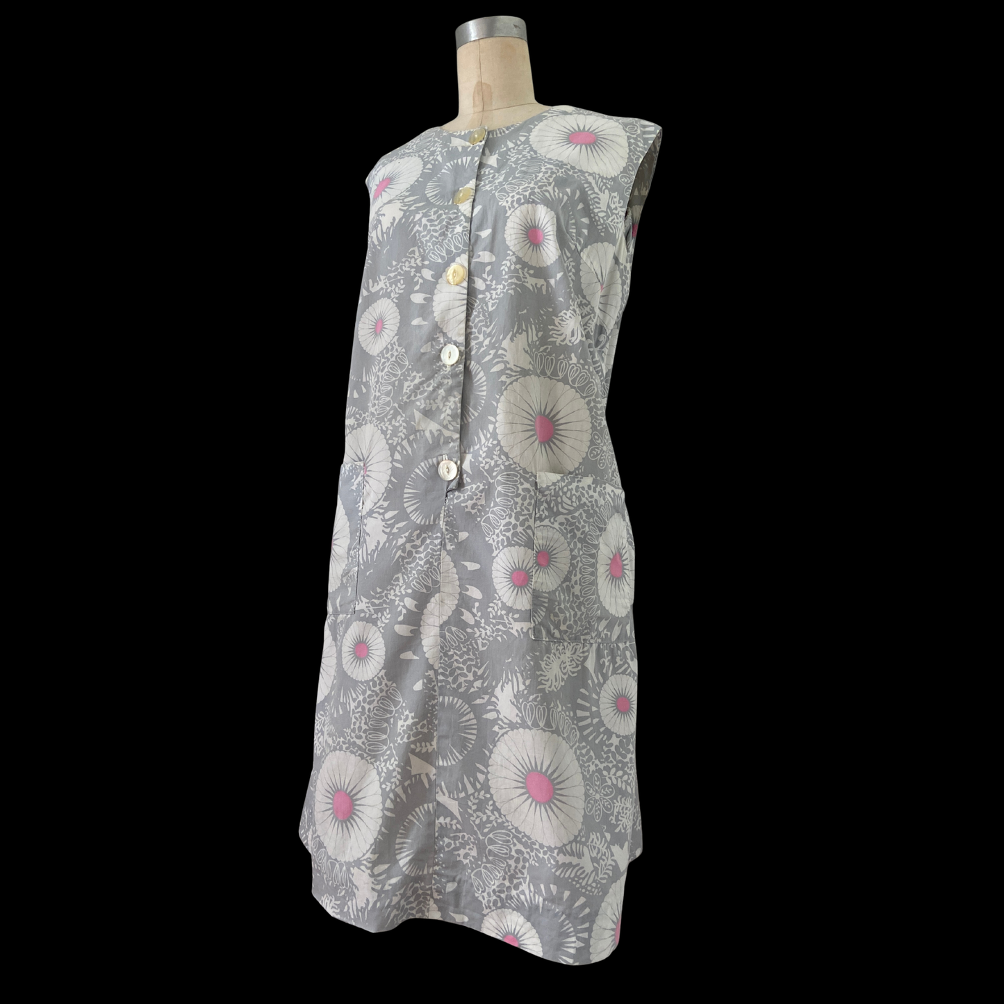 1960s Floral Cotton Shift Dress