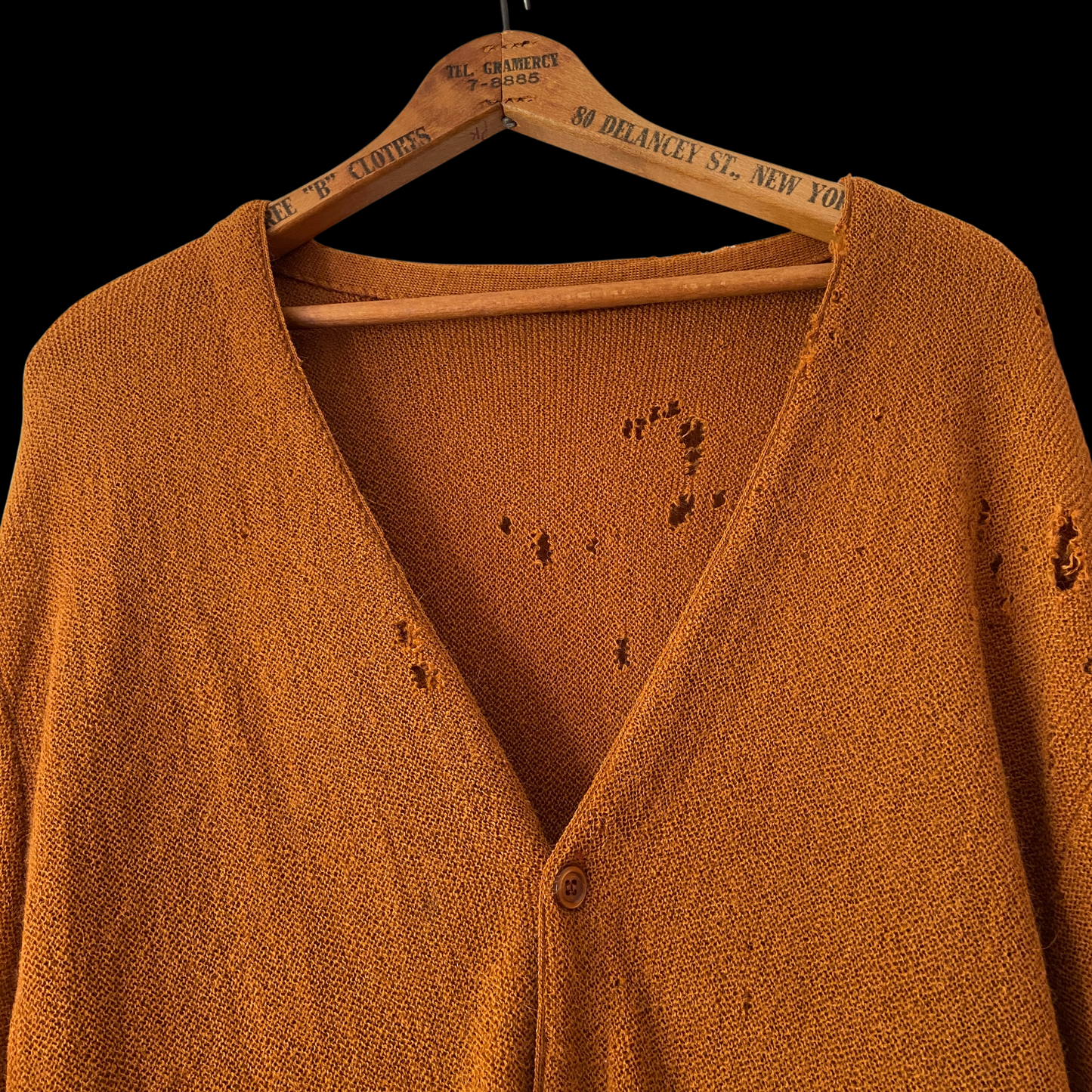 1960s Distressed Orange Wool Cardigan