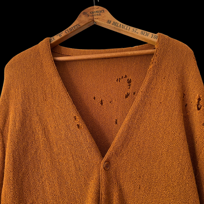 1960s Distressed Orange Wool Cardigan