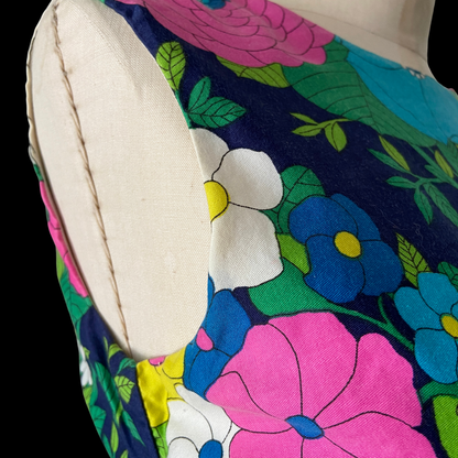 1960s Floral Cotton Maxi Dress