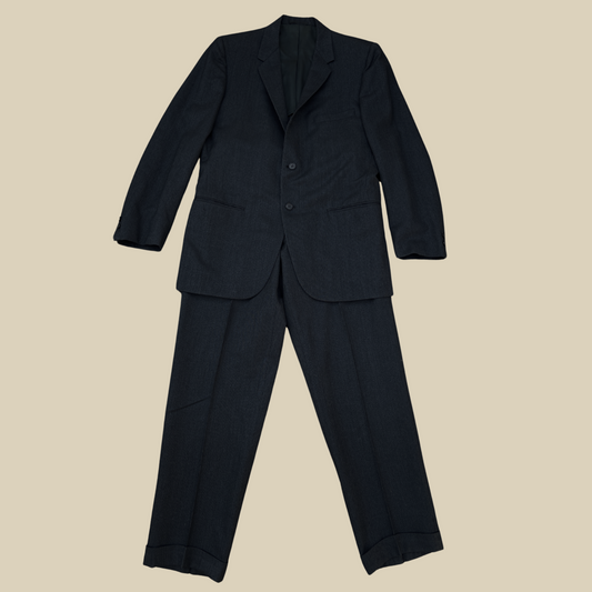 1950s Black Pinstripe Wool Suit 30 in Waist Custom