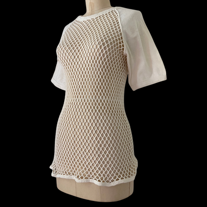 1970s White Fish Net Tee