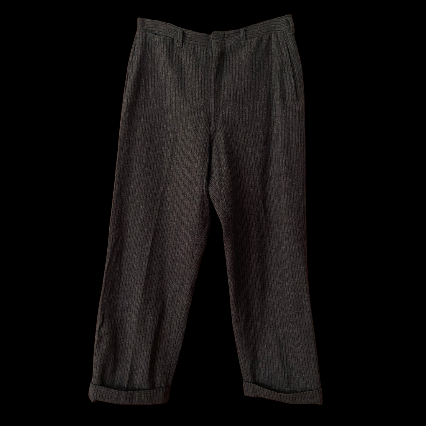 1940s Black Striped Wool Pants