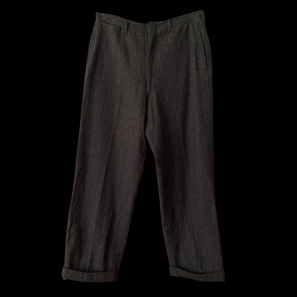 1940s Black Striped Wool Pants