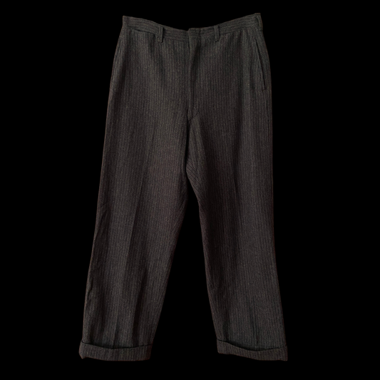 1940s Black Striped Wool Pants