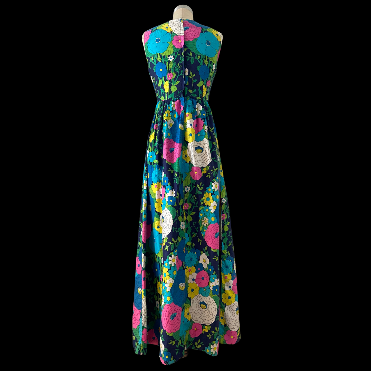 1960s Floral Cotton Maxi Dress