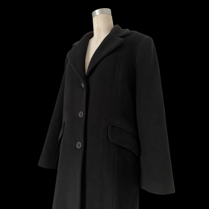 1990s Black Merino Wool Trench Coat