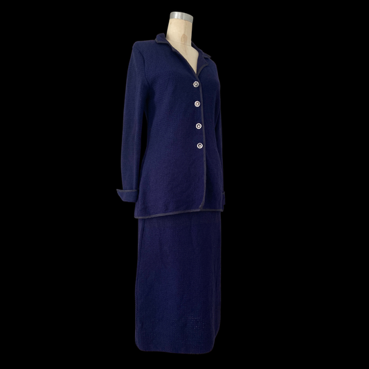 1940s Knit Skirt Set with Rhinestone Buttons