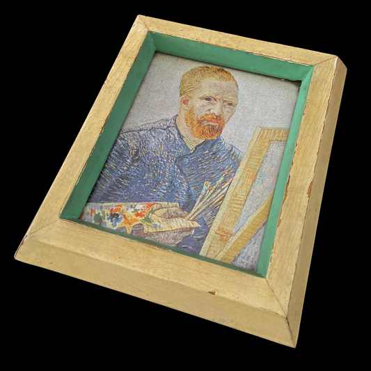 1940s Van Gough Portrait of an Artist Print in Chippy Paint Frame