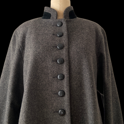 1980s Gray Wool Princess Coat