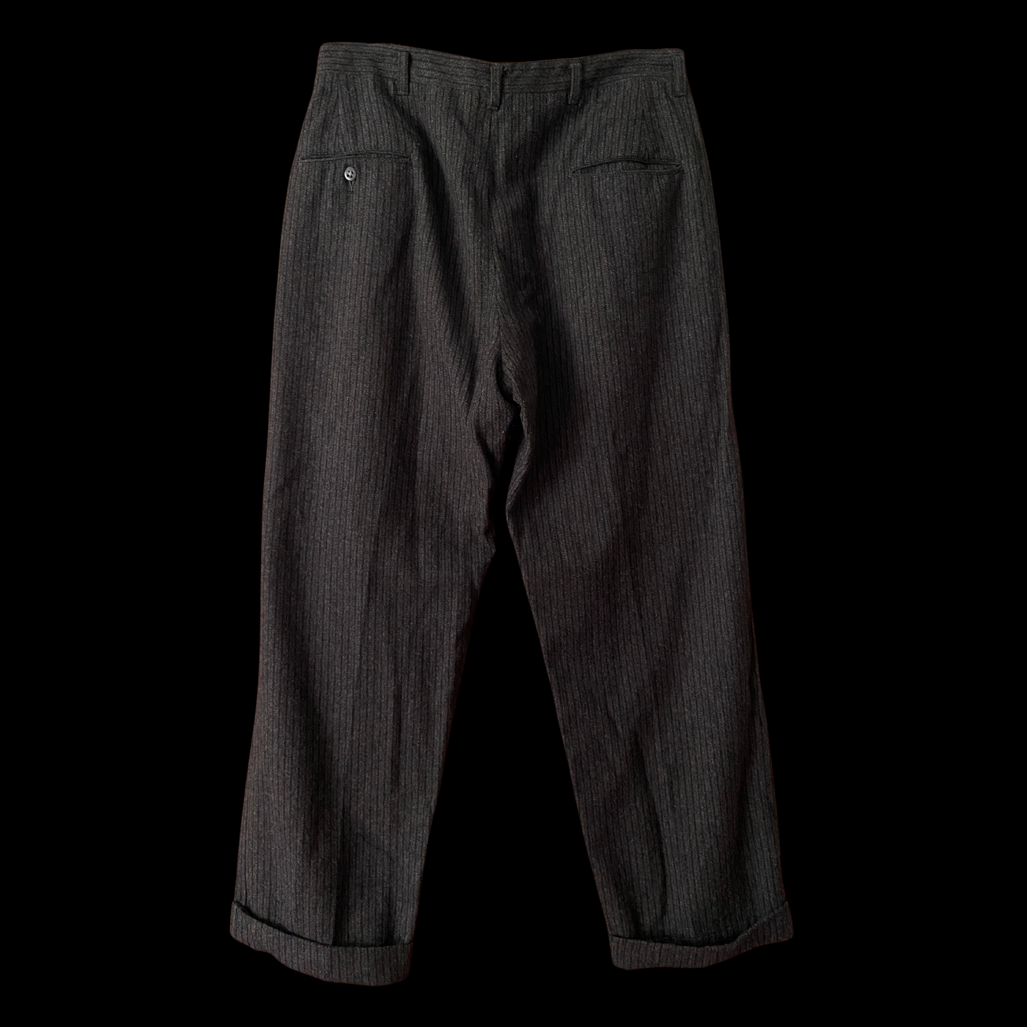 1940s Black Striped Wool Pants
