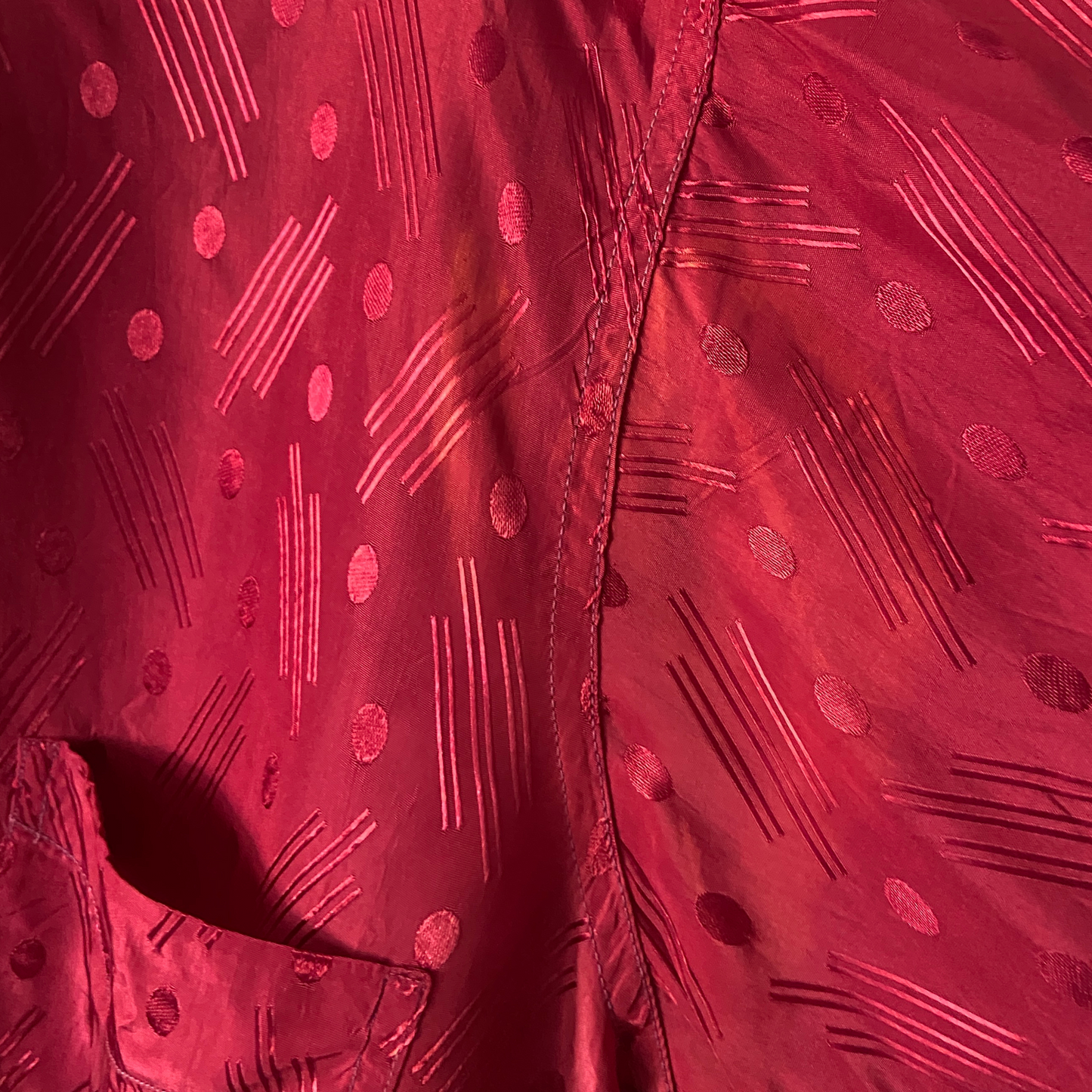 1920s 1930s Deco Brocade Red Rayon Top