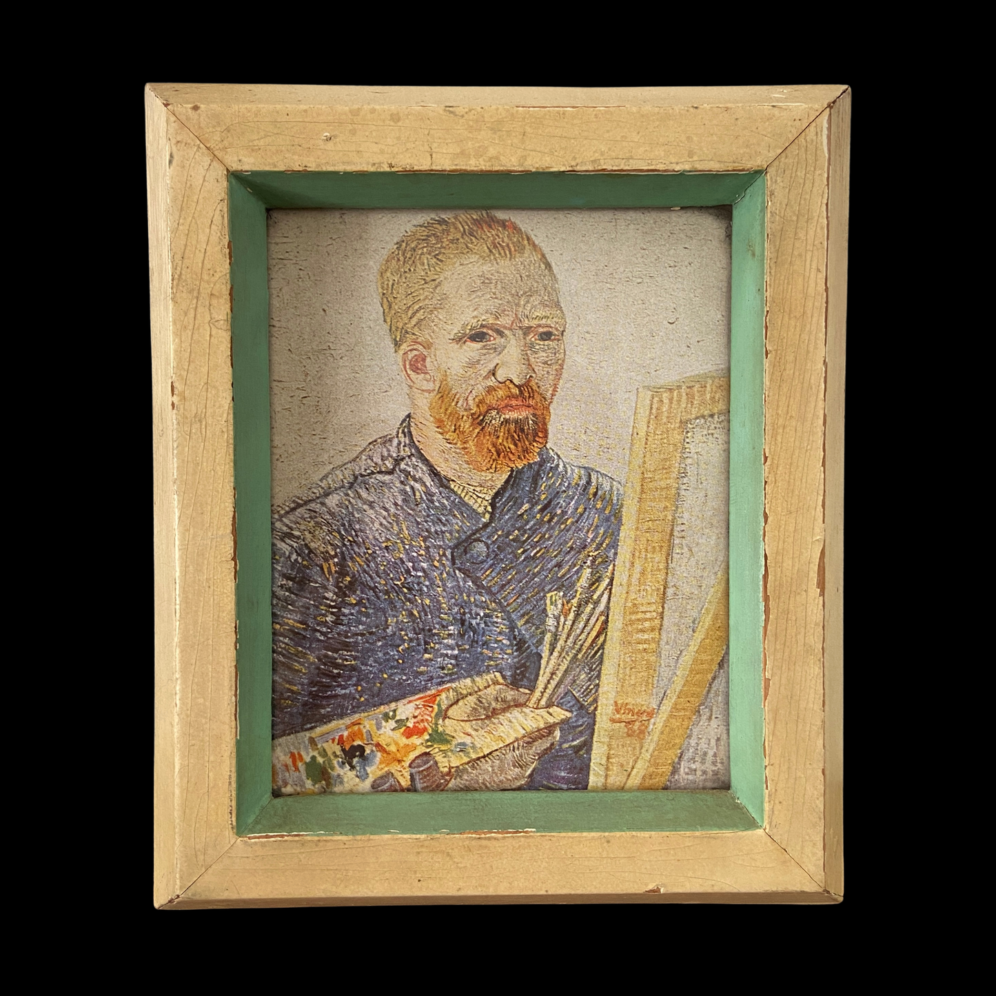 1940s Van Gough Portrait of an Artist Print in Chippy Paint Frame