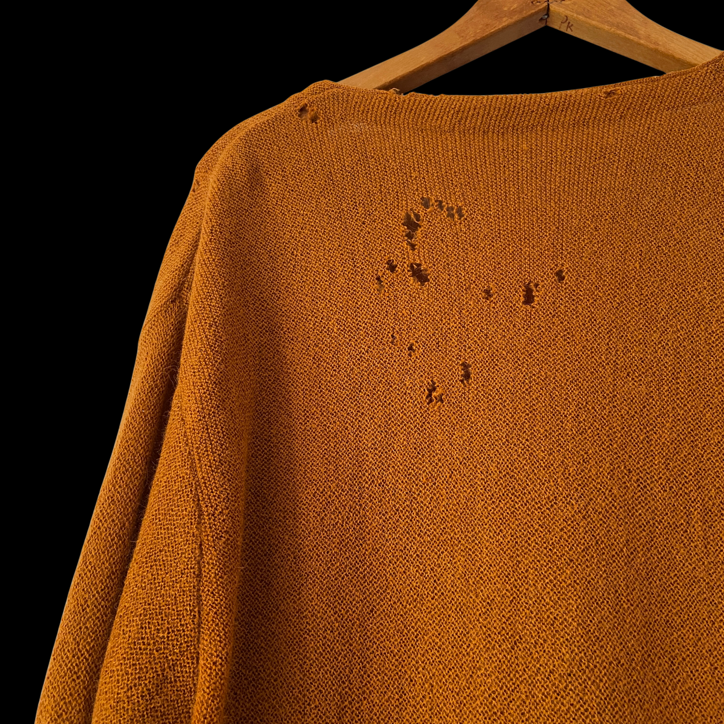 1960s Distressed Orange Wool Cardigan
