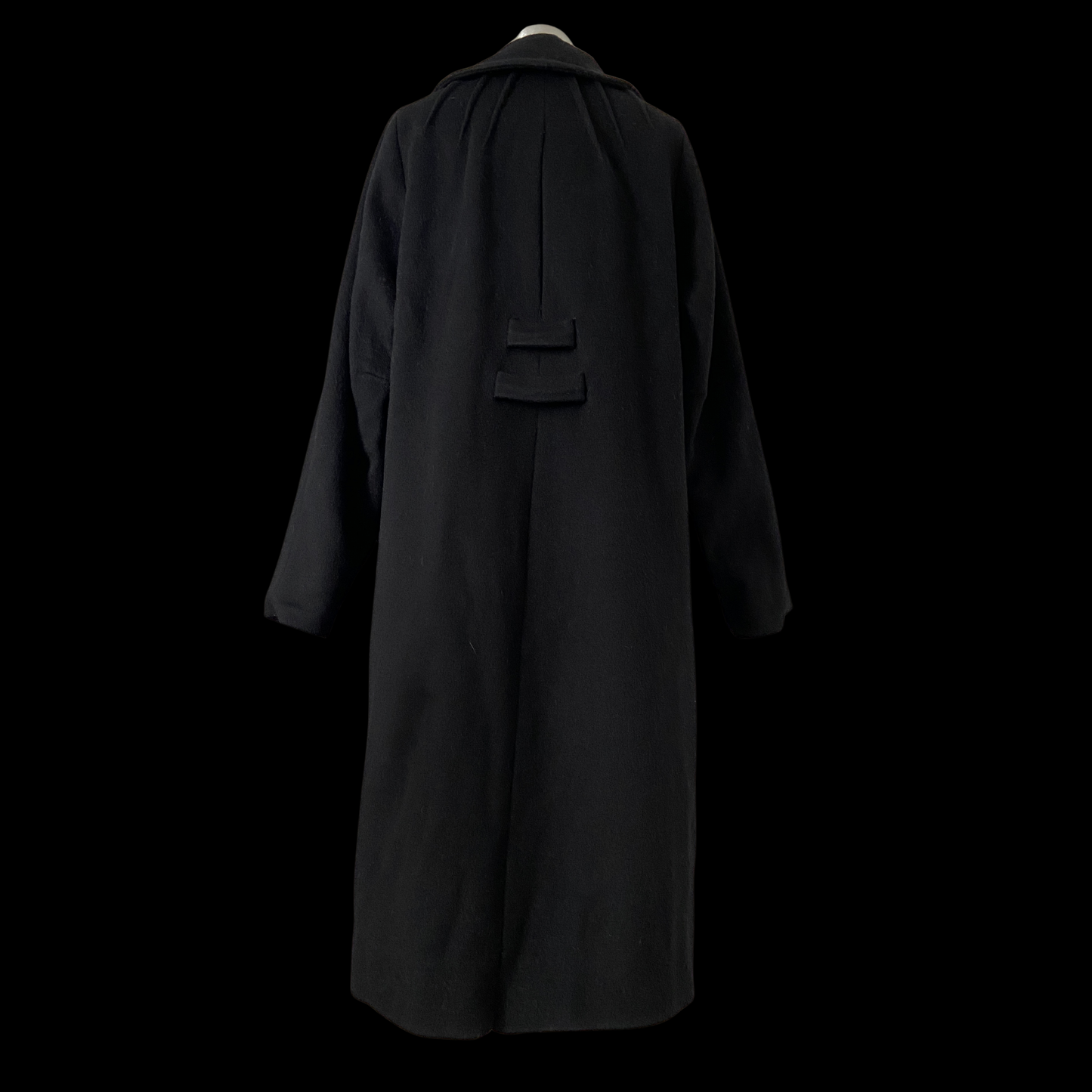 1960s Black Wool Coat Mod Flower Buttons