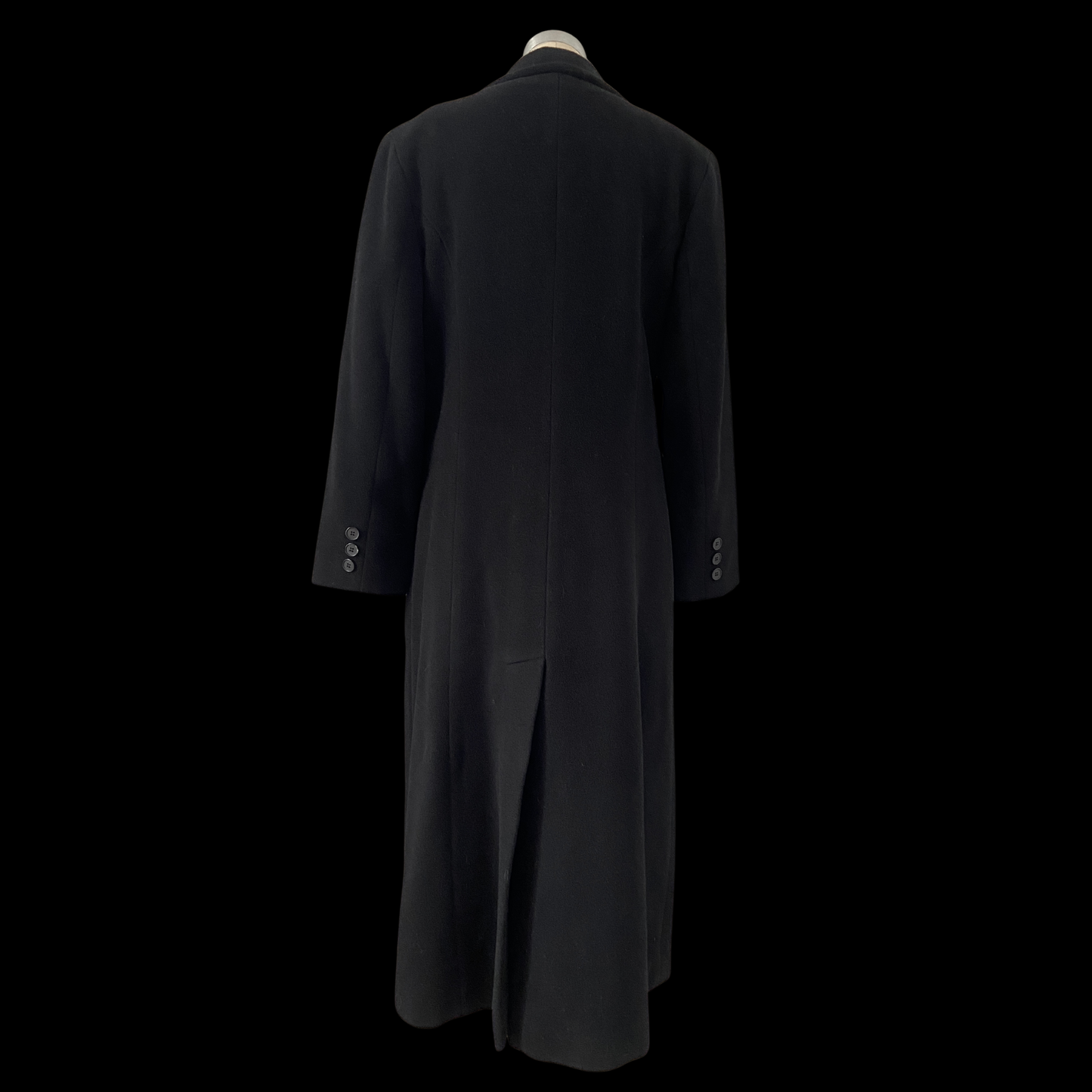 1990s Black Merino Wool Trench Coat