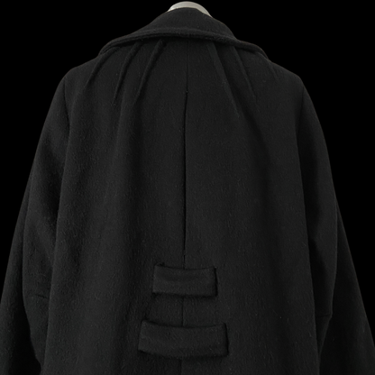 1960s Black Wool Coat Mod Flower Buttons