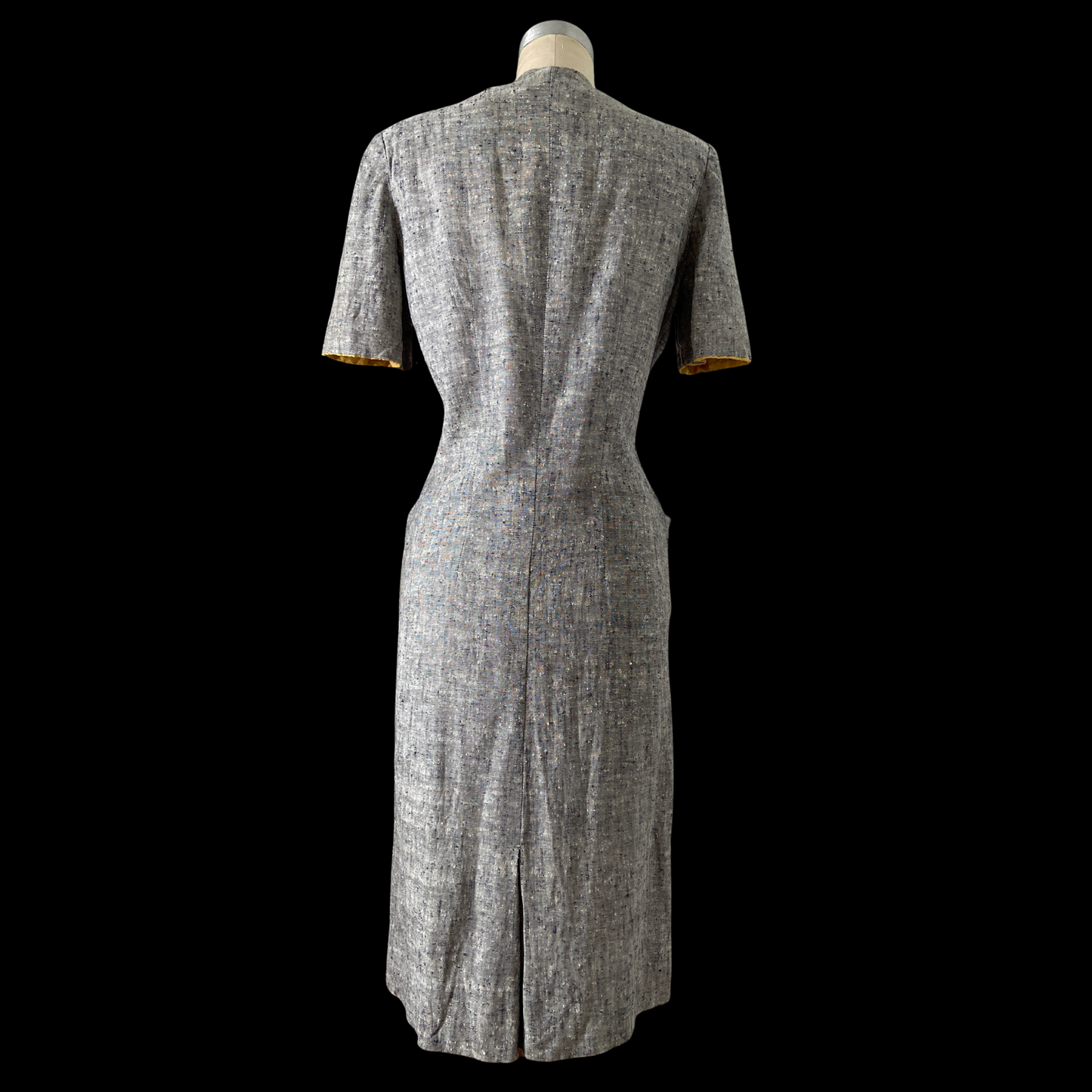 1940s Blue Linen Dress with Cape