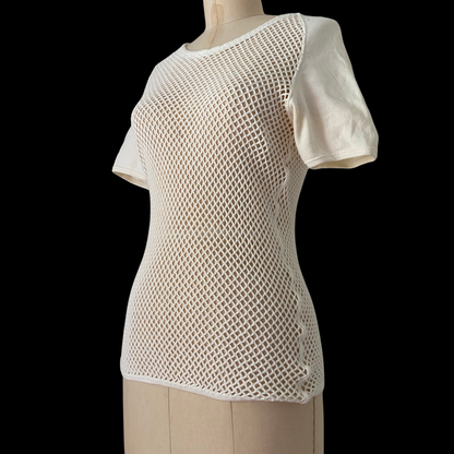 1970s White Fish Net Tee