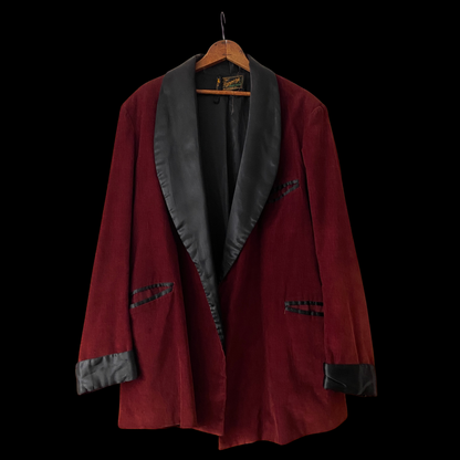 1940s Red Corduroy Smoking Jacket