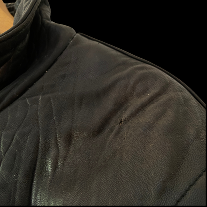 1980s Leather Distressed Bomber Jacket Buckle Back M. Julian
