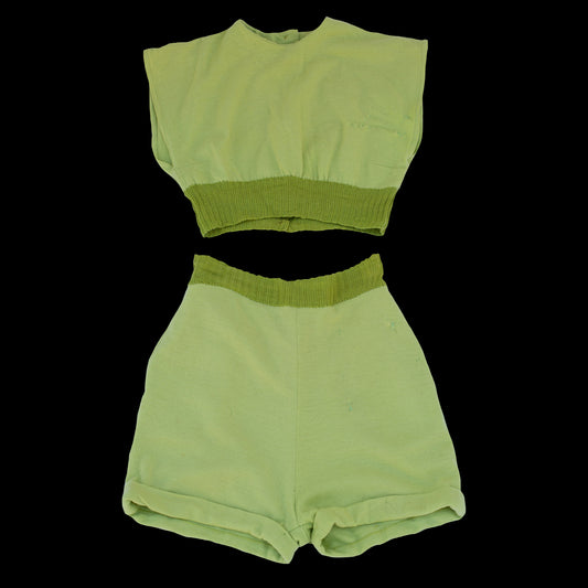 1940s Green Wool Top and Shorts Set