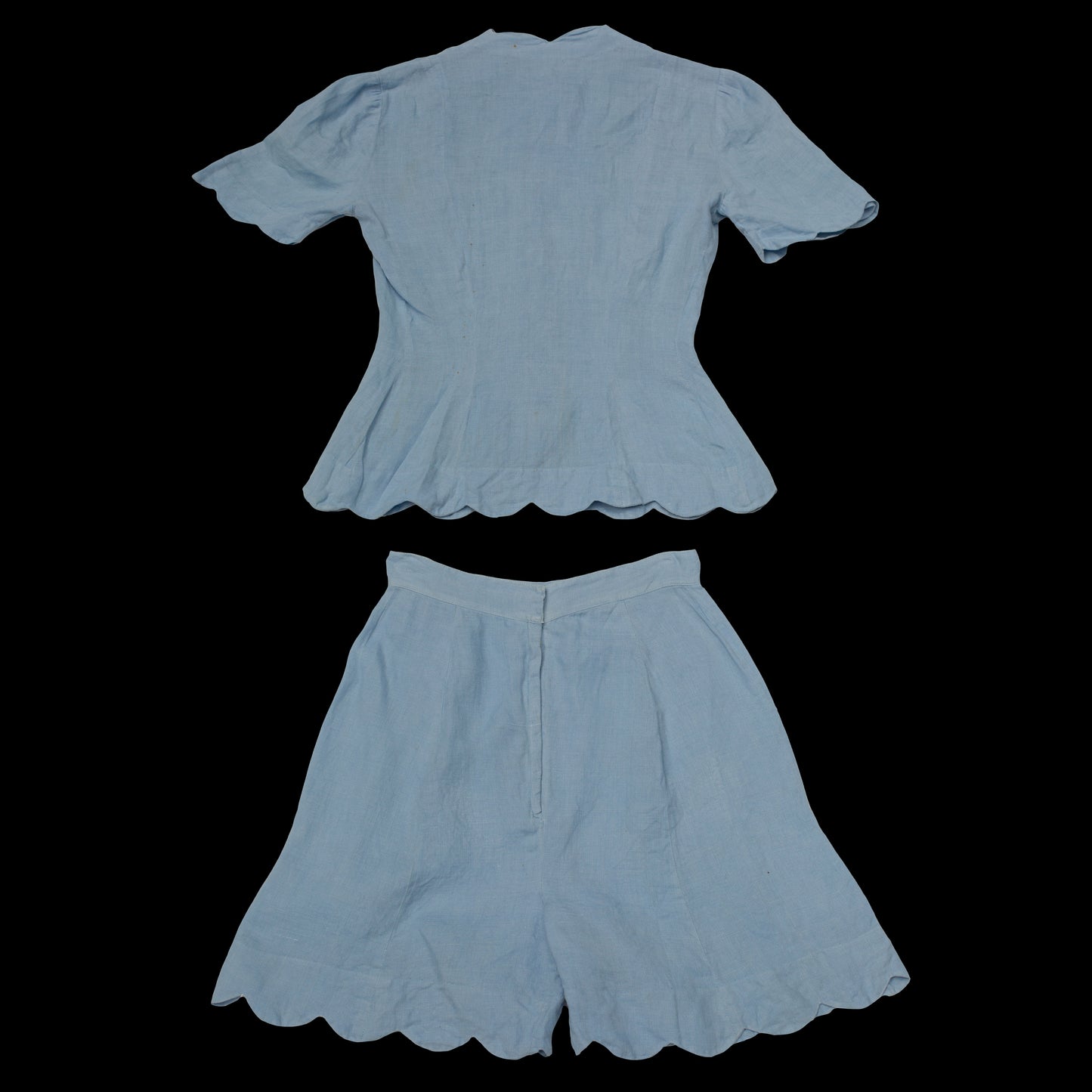 1940s Scalloped Cotton Shorts Set